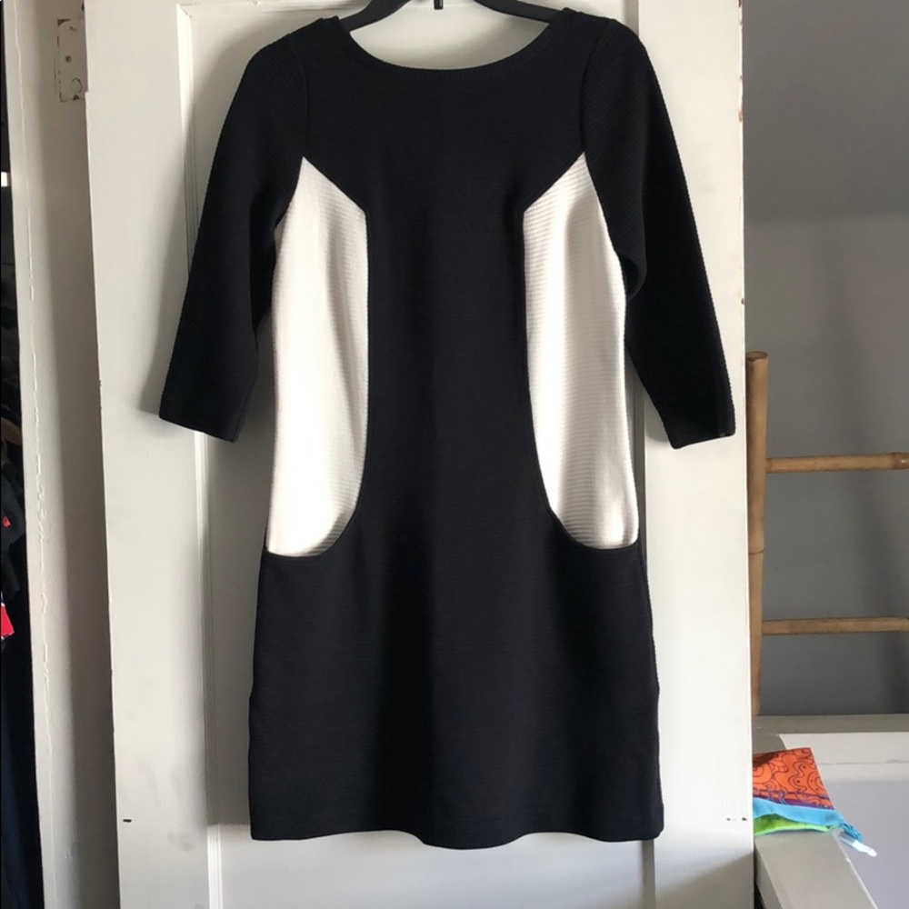 Boden Black and White Long Sleeve Dress